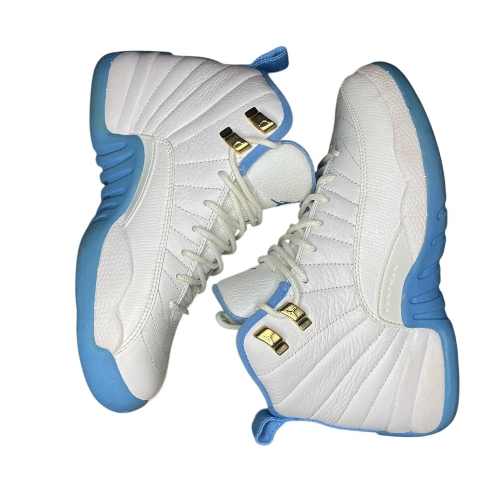 Air Jordan 12 University Blue Gold Eyelets Sneakers Women's 6 / Kids 4.5
